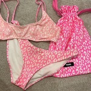 triangl bikini pink cheetah animal print size x-small